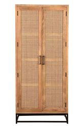 TPFLiving Garderobenschrank Milton Mango lackiert mit Rattan-Front, Gestell Metall natur, Gestell schwarz